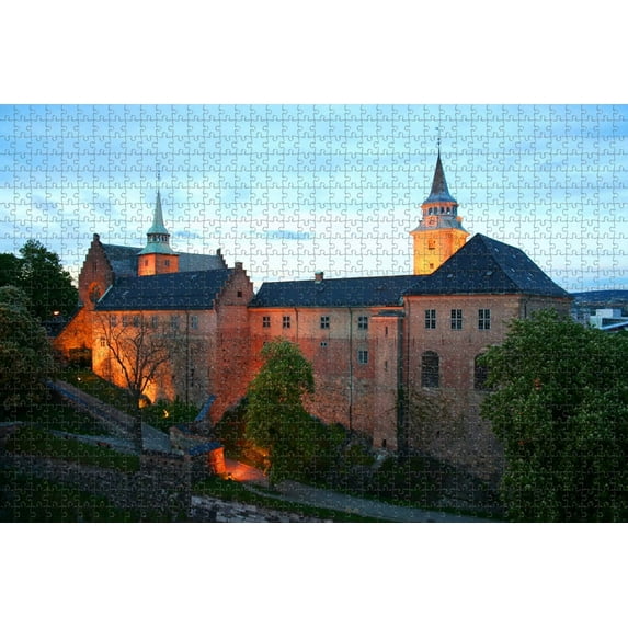 Norway Akershus Fortress Oslo Jigsaw Puzzle 1000 Piece for Adults Wooden Travel Gift 29.5 x 20 In