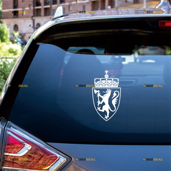 Norway Coat of Arms Emblem Seal Sticker Decal Vinyl - 2 Pack White 6" - For Car Boat Laptop Cup No Background Die-cut