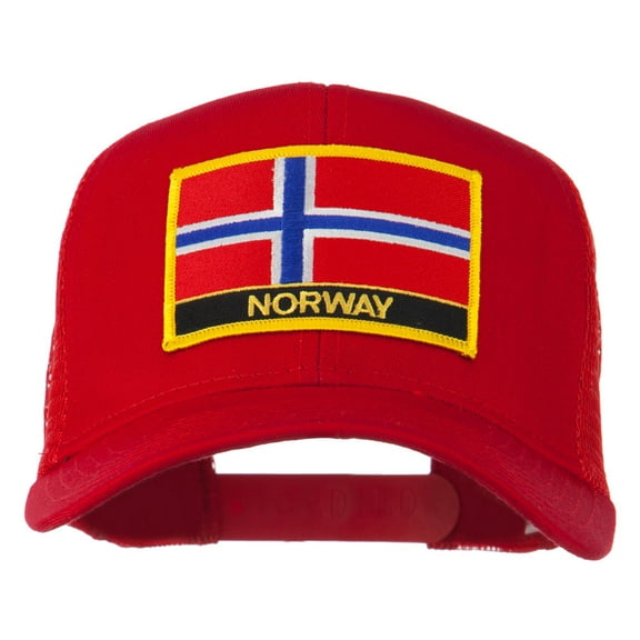 Norway Country Patched Mesh Back Cap - Red OSFM