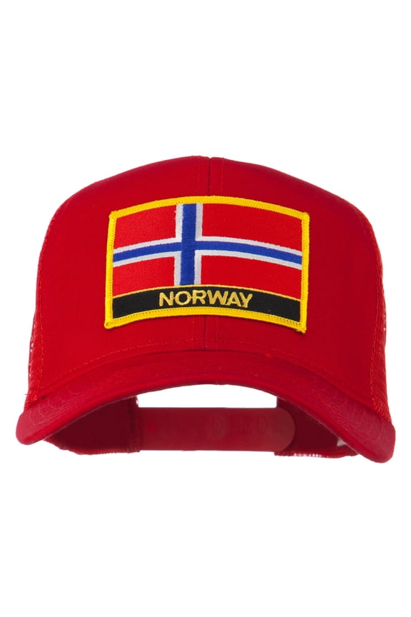 Norway Country Patched Mesh Back Cap - Red OSFM