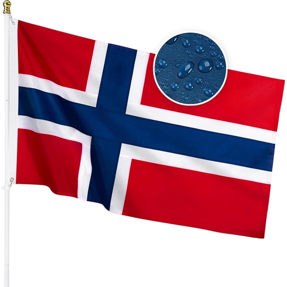 Norway Flag 3x5 Feet for Outside - Heavy Duty Nylon, Sewn Stripes, Fade Proof, Longest Lasting - Norwegian National Flag 3 X 5 FT with Brass Grommets Party Festival Indoor and Outdoor Decor