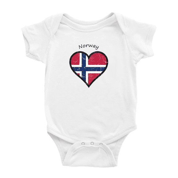 Norway Flag Heart Love Funny Baby Bodysuit Boy Girl Clothes