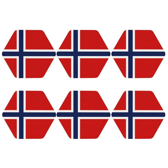 Norway Flag Leather Drink Coasters for Drinks (6 Pack) for Tabletop Protection Hexagon