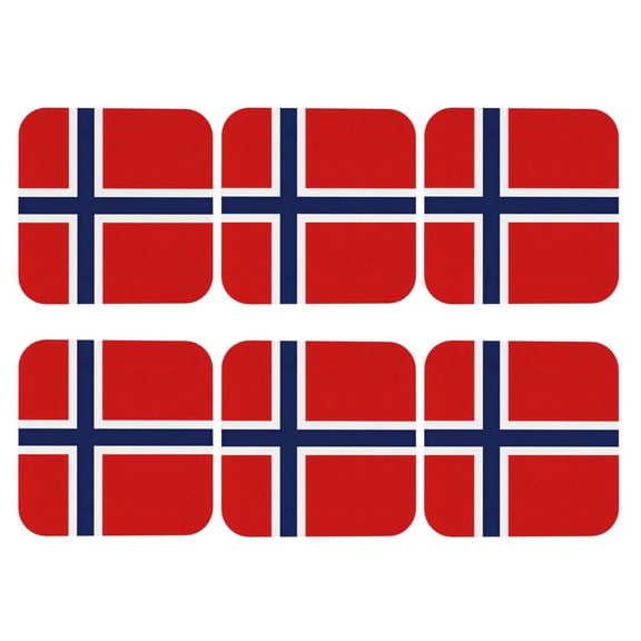 Norway Flag Leather Drink Coasters for Drinks (6 Pack) for Tabletop Protection Square