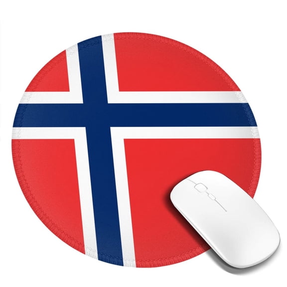 Norway Flag Round MousePad Washable Non-Slip Rubber Base Small Mouse Mat, 7.9×7.9 inches