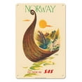 thumbnail image 1 of Norway - Fly There Via SAS Scandinavian Airlines System - Vintage Airline Travel Poster by Knut Yran c.1957 - 8 x 12 inch Vintage Metal Tin Sign, 1 of 4