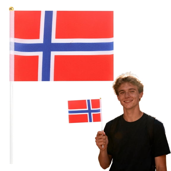 Norway Hand Held Flag,6pc flags on sticks,garden flag with pole,Hand Held Stick Flags for Patriotic,Parades Parties National Flags,small flags,flags outside accessories,festival celebration flags