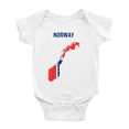 thumbnail image 1 of Norway Map Flag Cute Baby Rompers Newborn Clothes Outfits (White, 6-12 Months), 1 of 5