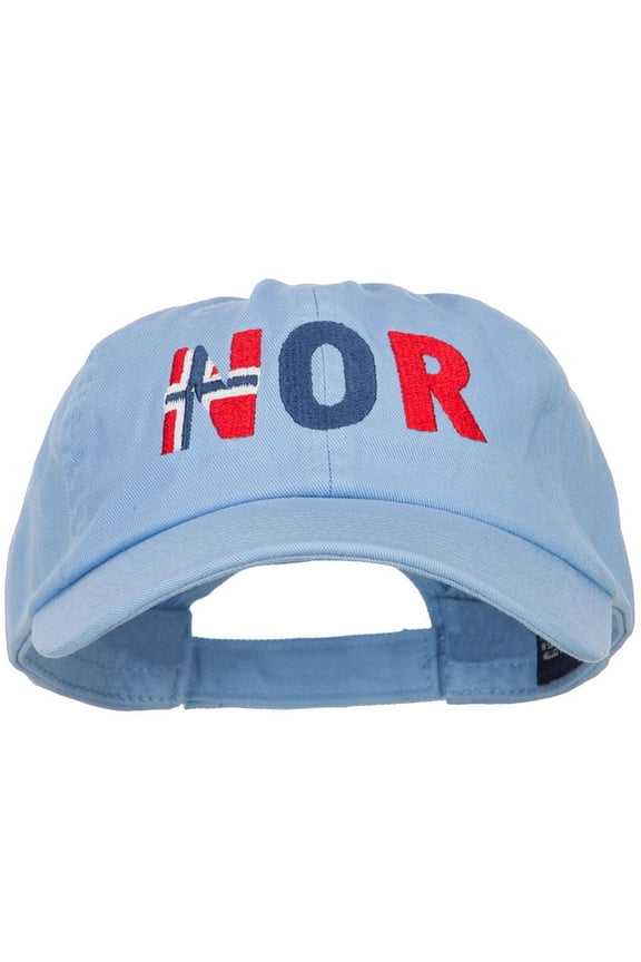 Norway NOR Flag Embroidered Low Profile Cap - Sky Blue OSFM