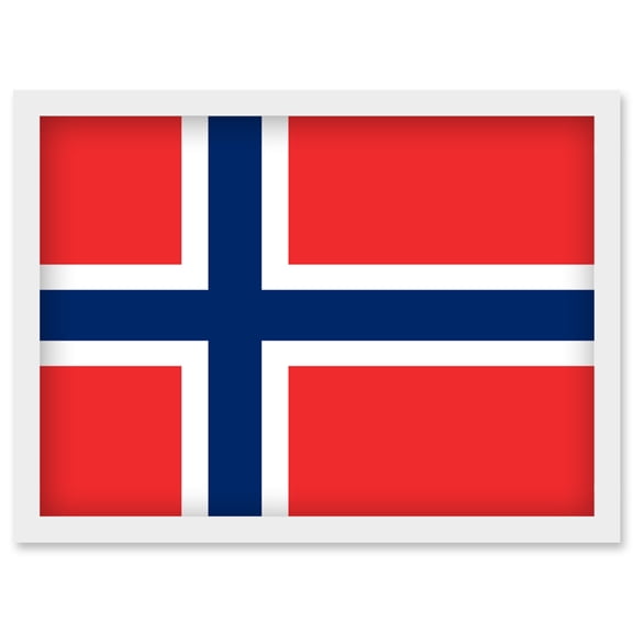 Norway National Flag Patriotic Vexillology World Flags Country Region Poster Artwork Framed Wall Art Print A4