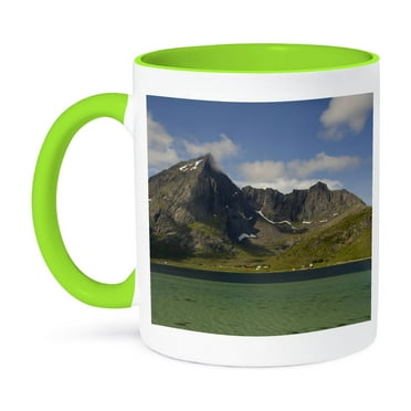 3dRose, Norway, Nordland, Lofoten, Gravdal, fjord - EU21 CMI0140 - Cindy Miller Hopkins, 11oz Two-Tone Green Mug