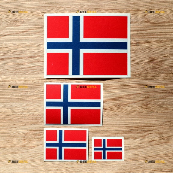 Norway Norwegian Flag Decal Vinyl Sticker - 4 Pack Reflective, 2 Inches, 3 Inches, 4 Inches, 6 Inches - for Car Boat Laptop Cup Phone