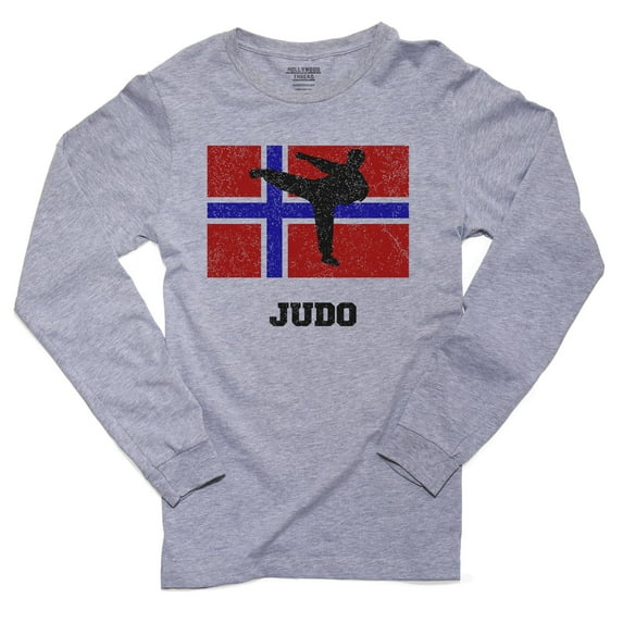 Norway Olympic - Judo - Flag - Silhouette Men's Long Sleeve Grey T-Shirt