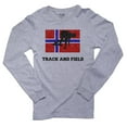 thumbnail image 1 of Norway Olympic - Weightlifting - Flag - Silhouette Men's Long Sleeve Grey T-Shirt, 1 of 2