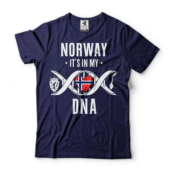 Norway Patriotic Shirt It's in My DNA Shirt Norway Shirt Viking Gifts Norwegian DNA Patriotic Shirt (Large Navy Blue)