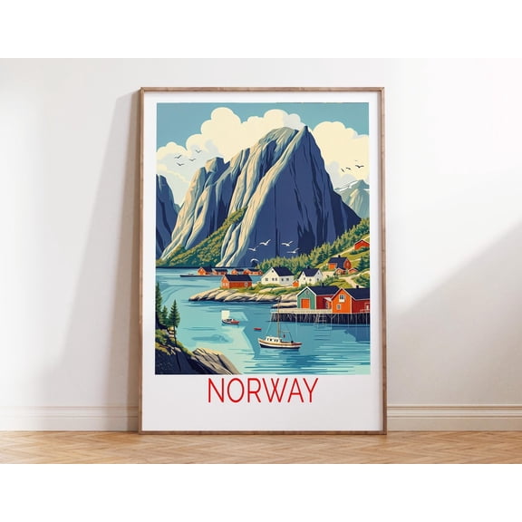 Norway Scandinavia Housewarming Wedding Home Decor Wall Art, Unframed Paper Print Size 12x18