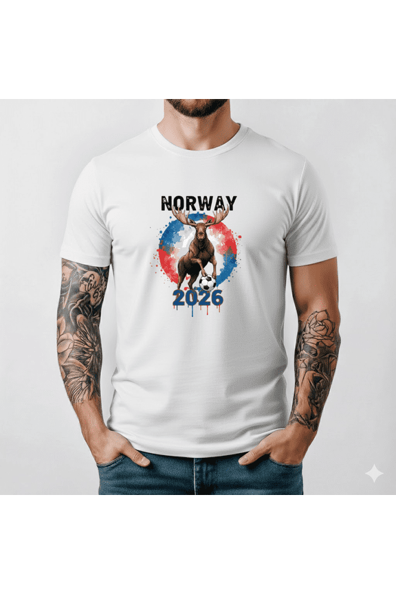 Norway Soccer T Shirt 2026 Norwegian Football Fan Tee Nordic Moose Art Top,for unisex up to 5XL