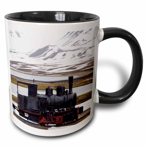 3drose, Norway, Spitsbergen, Kings Bay, Coal Train - Eu21 Cmi0179 - Cindy Miller Hopkins, 11oz Two-tone Black Mug