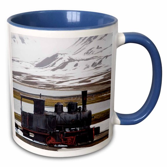3drose, Norway, Spitsbergen, Kings Bay, Coal Train - Eu21 Cmi0179 - Cindy Miller Hopkins, 11oz Two-tone Blue Mug