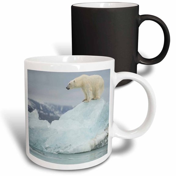 3drose, Norway, Spitsbergen, Woodfjorden. Adult Polar Bear on Glacial Ice., 11oz Magic Transforming Mug