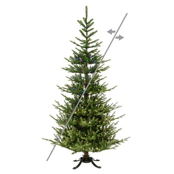 Vickerman 7 ft. x 54 in. Green Norway Spruce Artificial Pre-Lit Christmas Tree with 600 LED Color Changing - 5 mm
