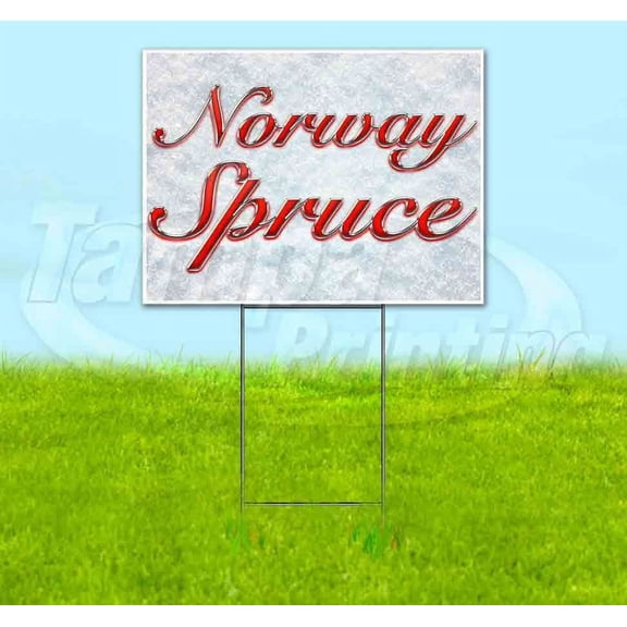 Norway Spruce Red & Chrome (18" X 24") Yard Sign, Includes Metal Step Stake