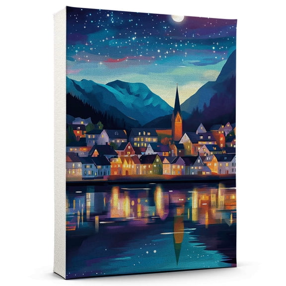 Norway Travel Canvas Prints, Norway Country Starry Night Travel decor, Norway Map Poster, Norway Country Travel Decor Artwork - 98AZ992