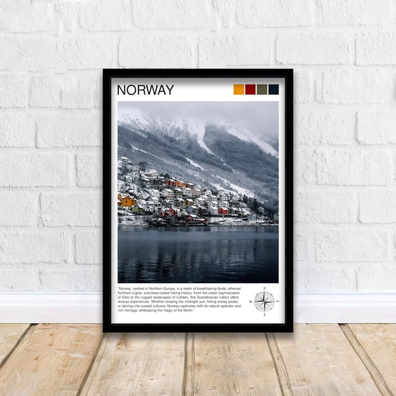 Norway Travel Printnorway Wall Decor Norway Scandinavia Travel Prints Norway Art Print Norway Illustration Norway Wall Art