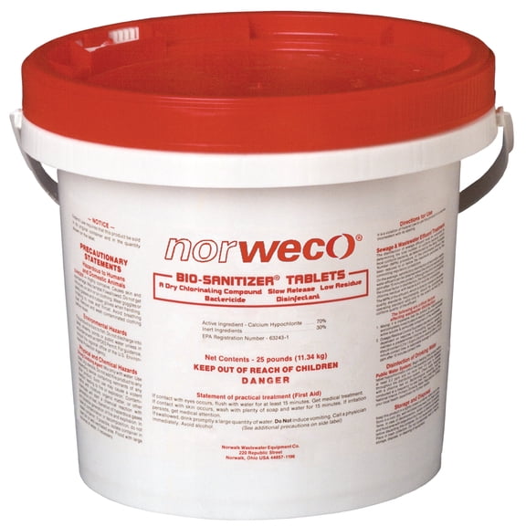 Bio-Sanitizer Wastewater Disinfecting Tablets, 25 lb. Pail