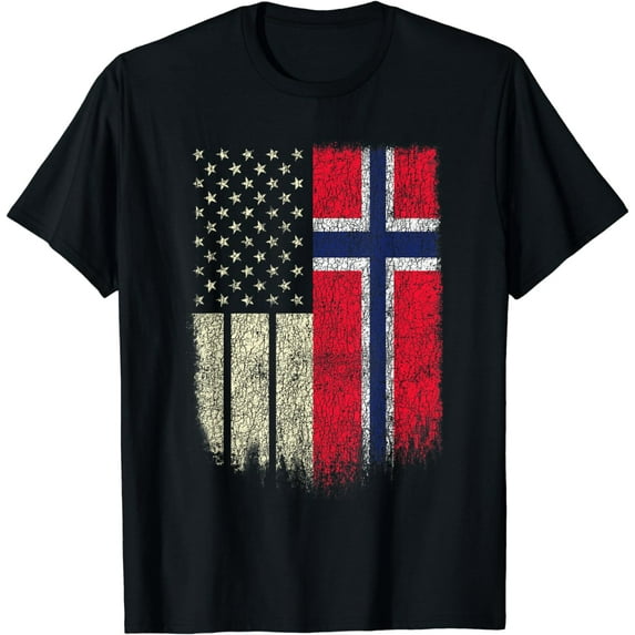Norwegian American Flag Shirt Norway USA Flag Pride T-shirt
