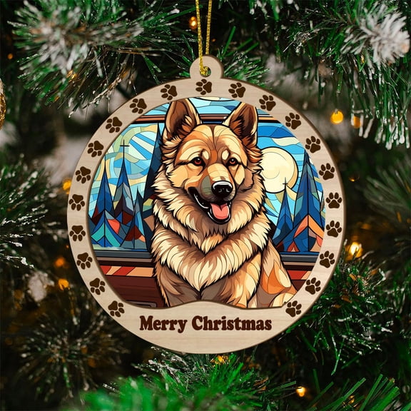 Norwegian Buhund Christmas Dog Ornament, Norwegian Buhund Dog Stained Glass, Holiday Present Ideas, Norwegian Buhund Dog Suncatcher Decorations, Xmas