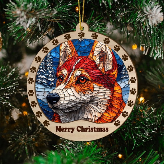 Norwegian Buhund Dog Ornament, Norwegian Buhund Dog Suncatcher, Norwegian Buhund Dog Christmas Tree Decoration, Gifts for Mom, Dad, Grandma, Grandpa