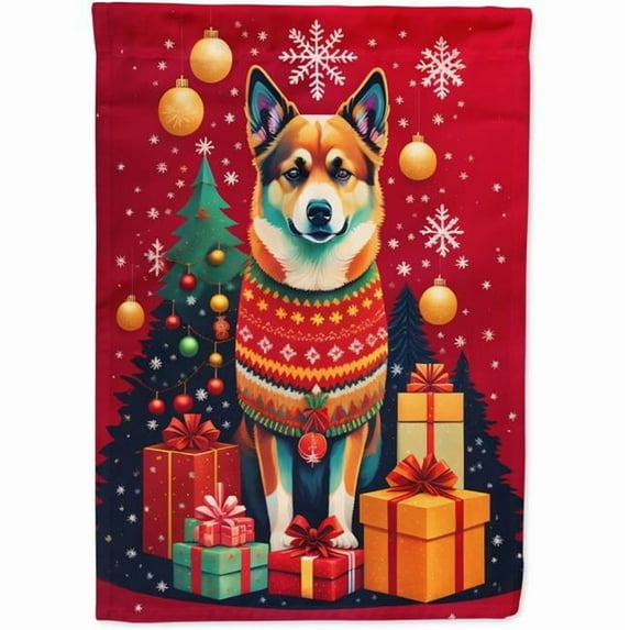 Norwegian Buhund Holiday Christmas Garden Flag 11.25 in x 15.5 in