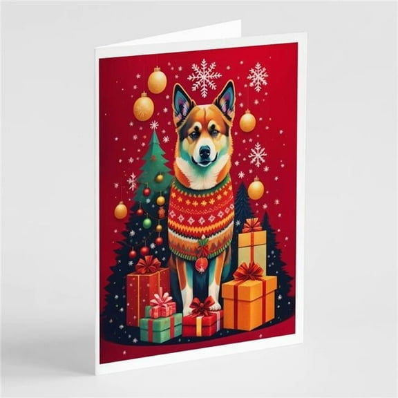 Norwegian Buhund Holiday Christmas Greeting Cards Pack of 8 7 in x 5 in