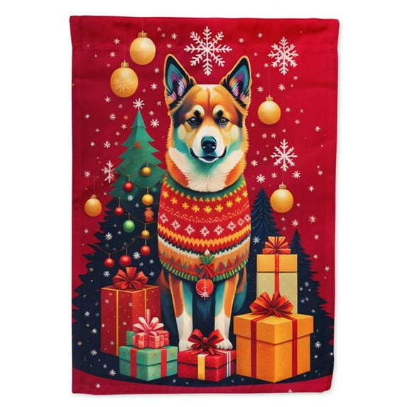 Norwegian Buhund Holiday Christmas House Flag 28 in x 40 in
