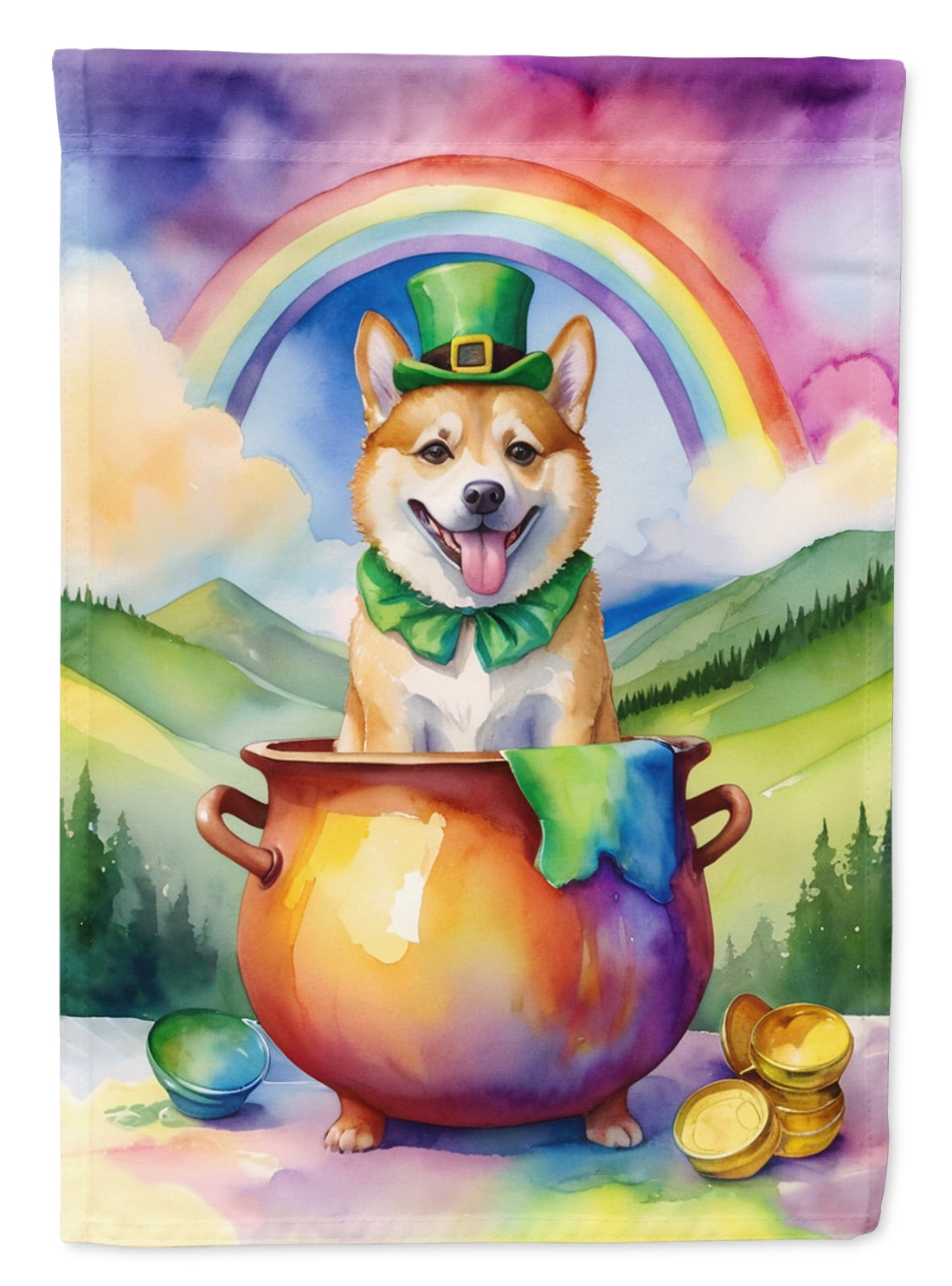 Norwegian Buhund St Patrick's Day House Flag 28 in x 40 in