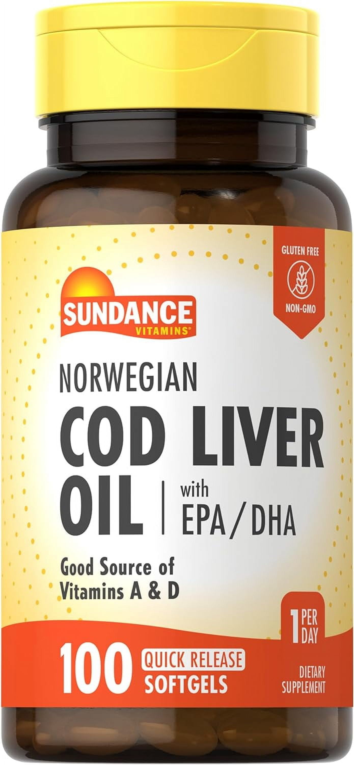 Norwegian Cod Liver Oil | 100 Softgels | With EPA and DHA | For Men and Women | by Sundance