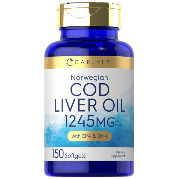 Norwegian Cod Liver Oil Softgels with EPA & DHA 1245mg | 150 Count | Liquid Capsules | by Carlyle