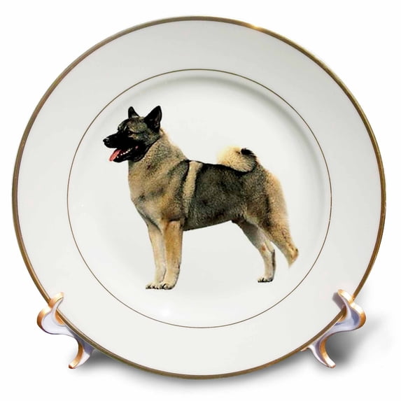 3dRose, Norwegian Elkhound, 8 inch Porcelain Plate