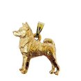 thumbnail image 1 of Norwegian Elkhound Dog 24k Gold Plated Pewter Pendant, 1 of 1