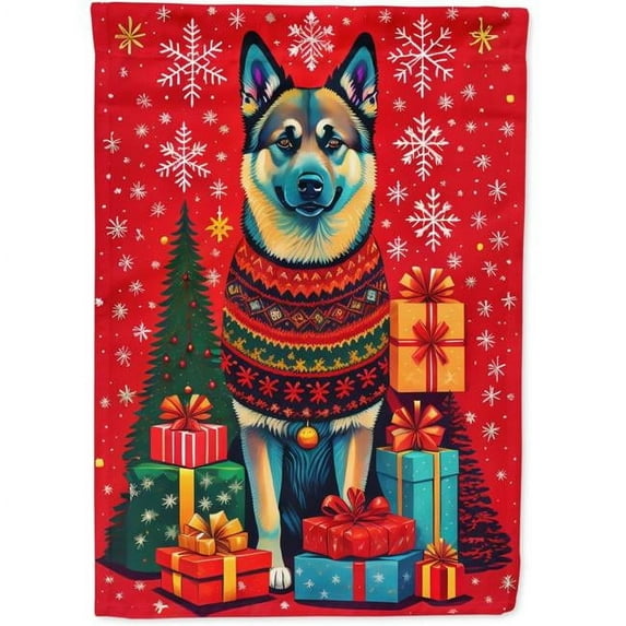 Norwegian Elkhound Holiday Christmas Garden Flag 11.25 in x 15.5 in
