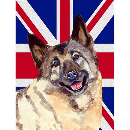 Norwegian Elkhound With English Union Jack British Flag Flag Garden Size