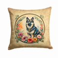 thumbnail image 1 of Norwegian Elkhound and Flowers Fabric Decorative Pillow 18 in x 18 in, 1 of 5