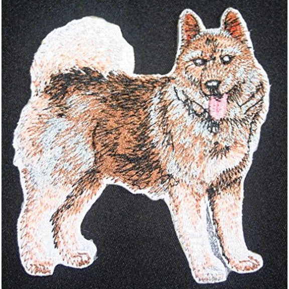 Norwegian Elkhound dog Embroidery Iron On/Sew patch [4.5" x 4.2"]
