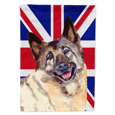 Norwegian Elkhound with English Union Jack British Flag House Flag