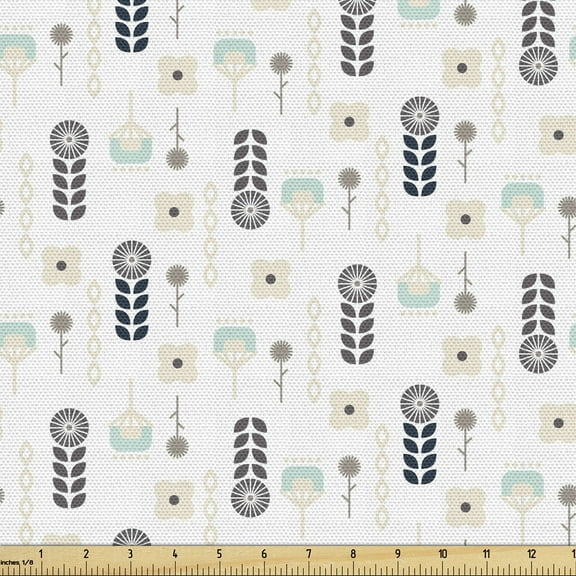 Ambesonne Norwegian Fabric by the Yard Upholstery, Floral Garden Art Pattern, 2 Yards, Multicolor