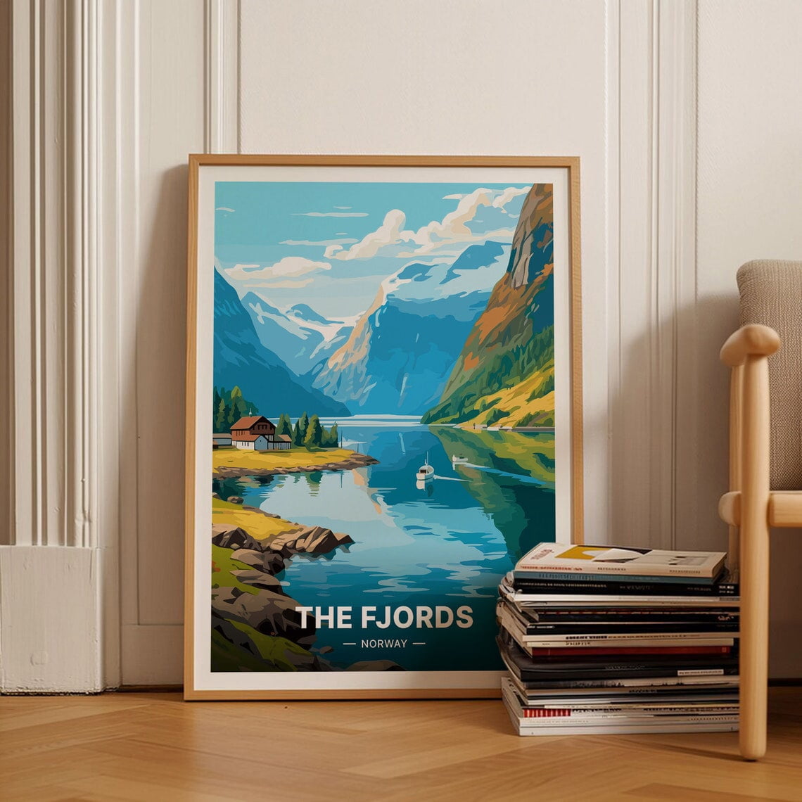 Norwegian Fjords Travel Poster, Scenic Norway Wall Art, Vintage ... - Fjord-Inspired Wall Decor For Apartments