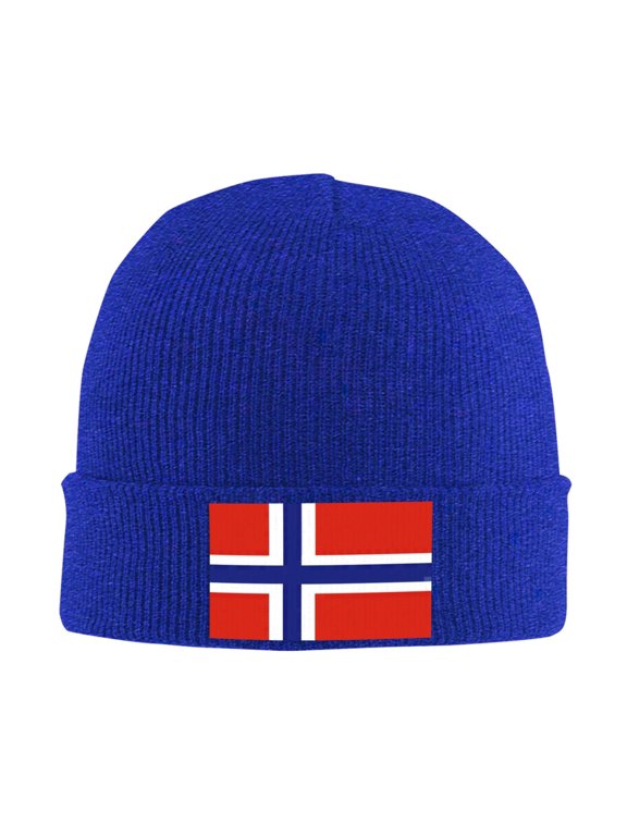 Norwegian Flag Beanie Hat Knit Hat Skull Cap for Men Women Winter Hat Blue