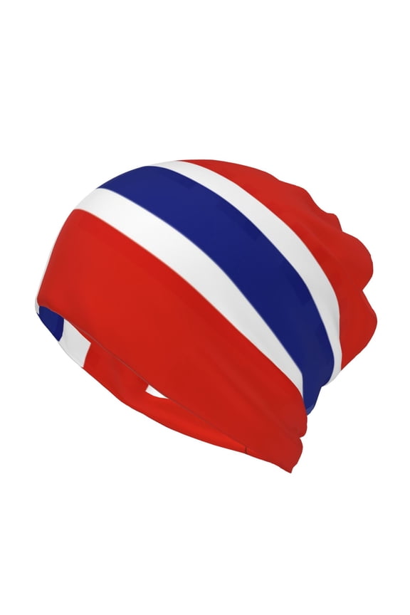 Norwegian Flag Beanie Skull Cap Lightweight Hip Hop Dwarf Hat Beanie Hat For Women Men