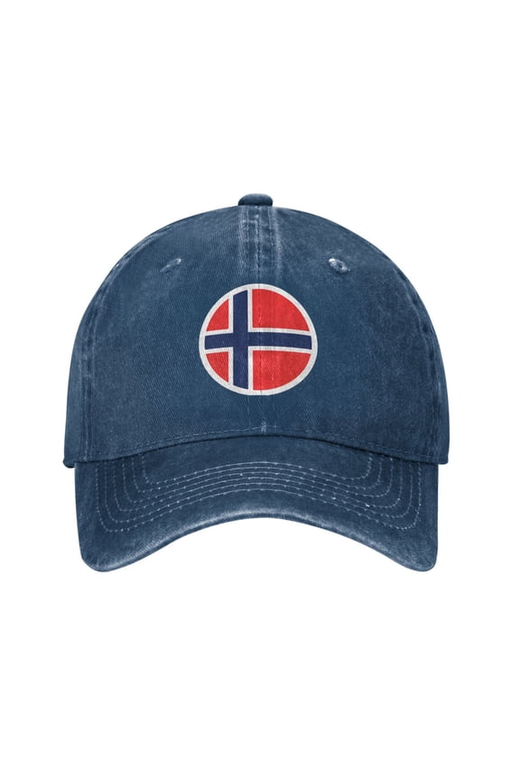 Norwegian Flag Logo Unisex Adult Washed Denim Cotton Sport Outdoor Baseball Cap Adjustable Cowboy Baseball Hat